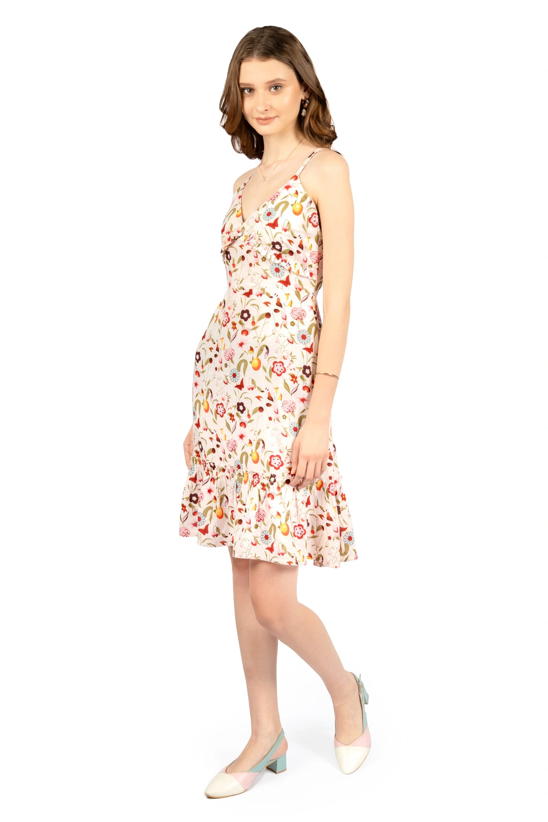 Multicolour Sleeveless Floral Dress
