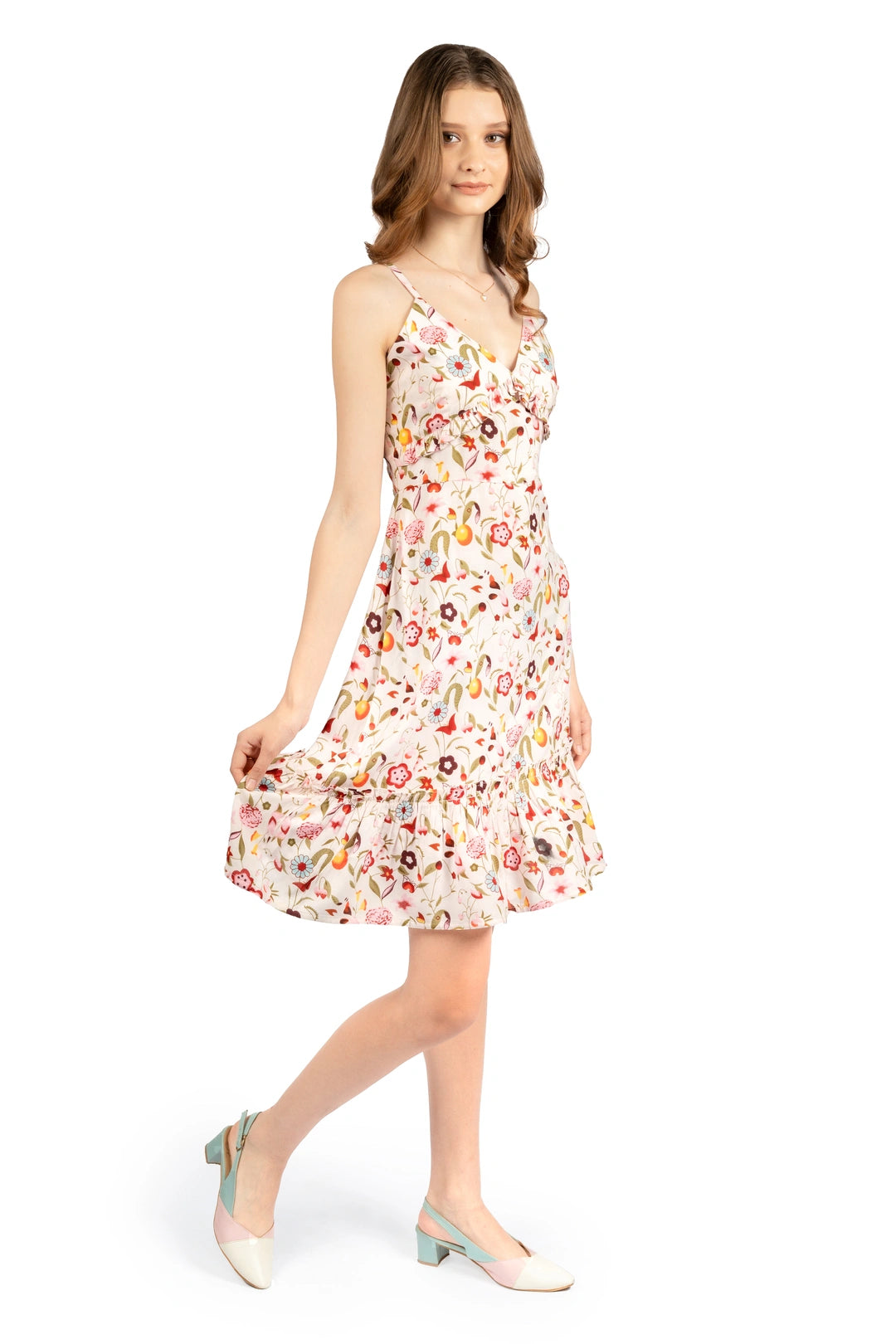 Multicolour Sleeveless Floral Dress