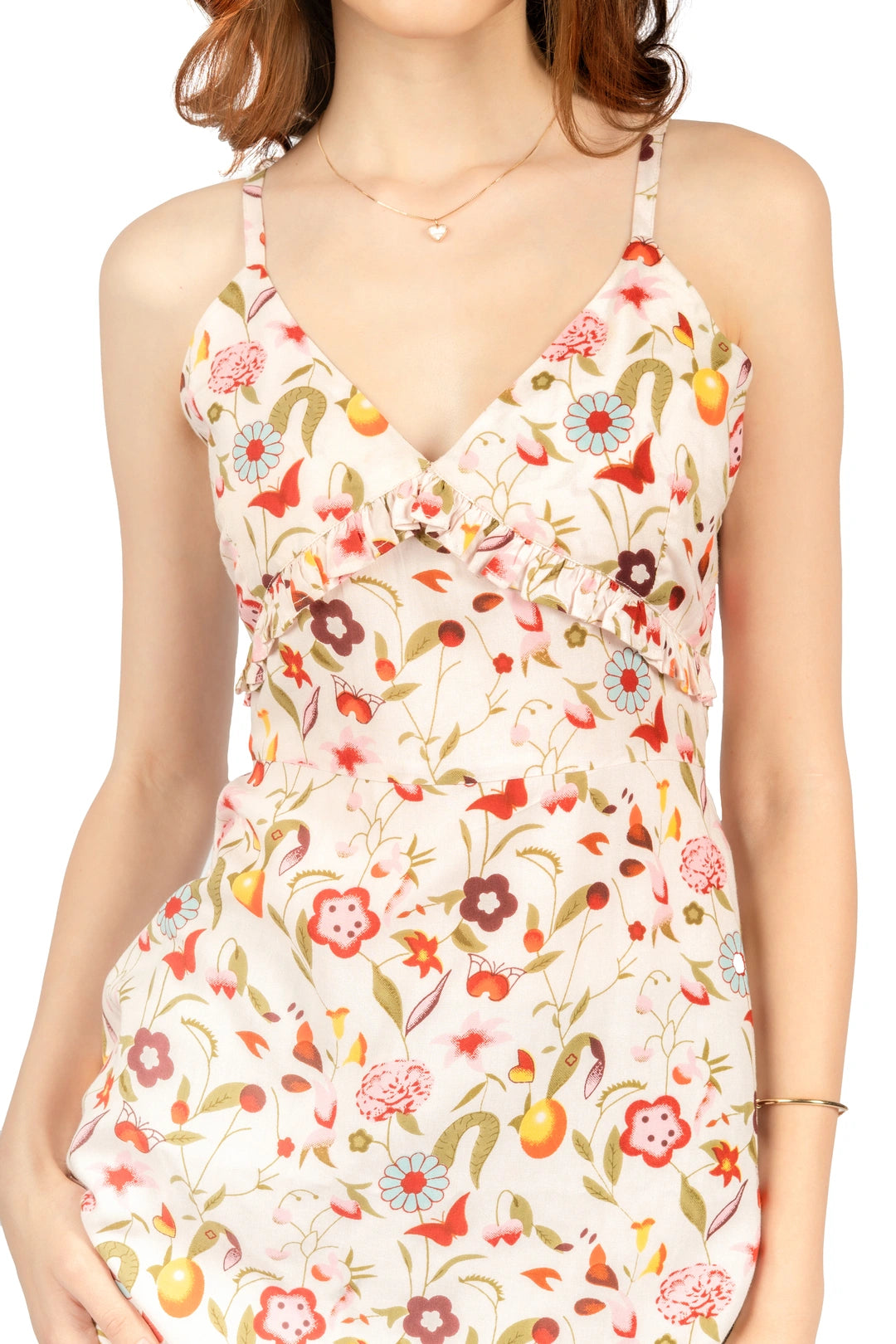 Multicolour Sleeveless Floral Dress