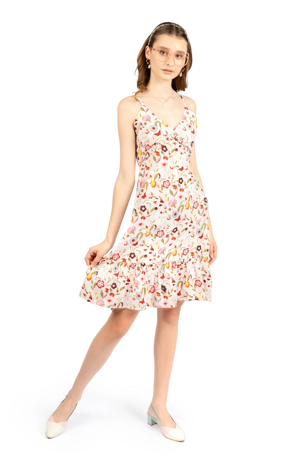 Multicolour Sleeveless Floral Dress