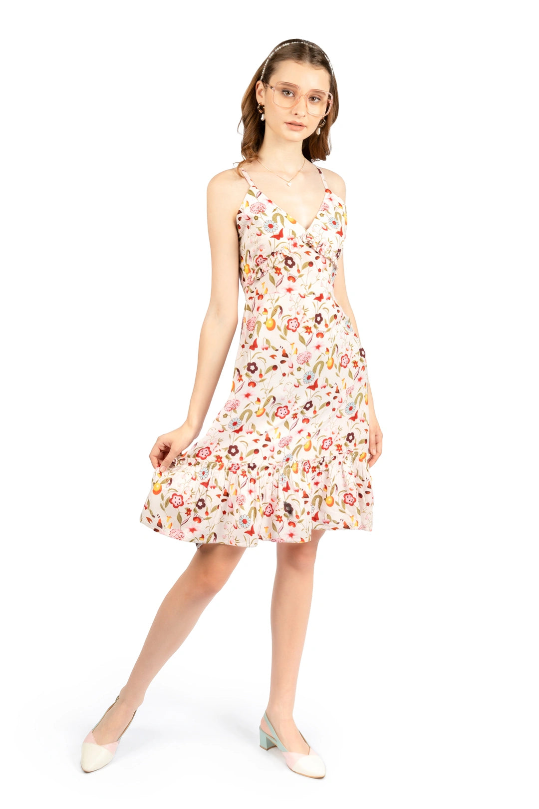 Multicolour Sleeveless Floral Dress