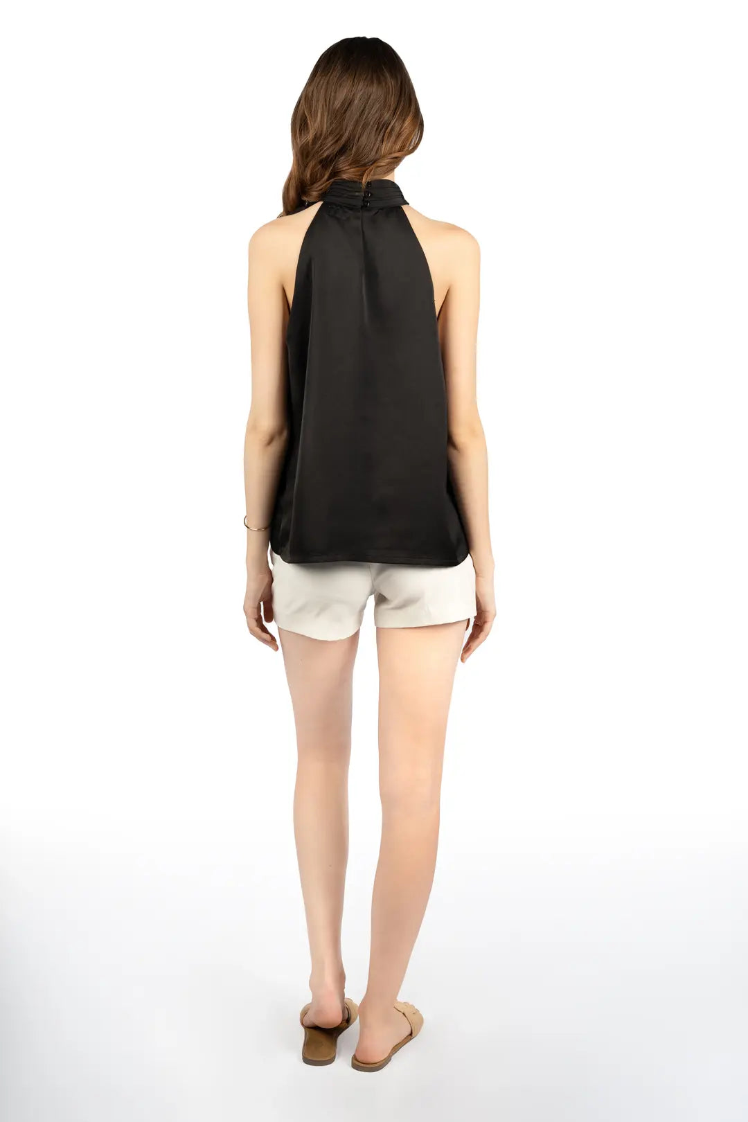 Noir Luxe Halter Satin Top