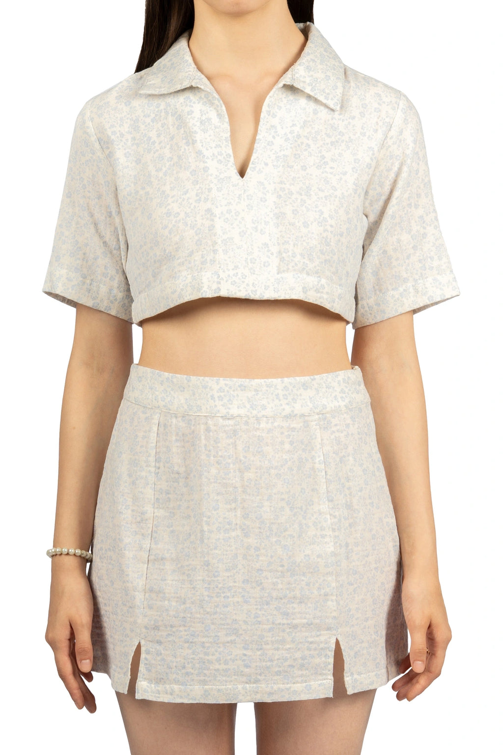 Off White Printed Cotton Co-ords (Boxy Fit)