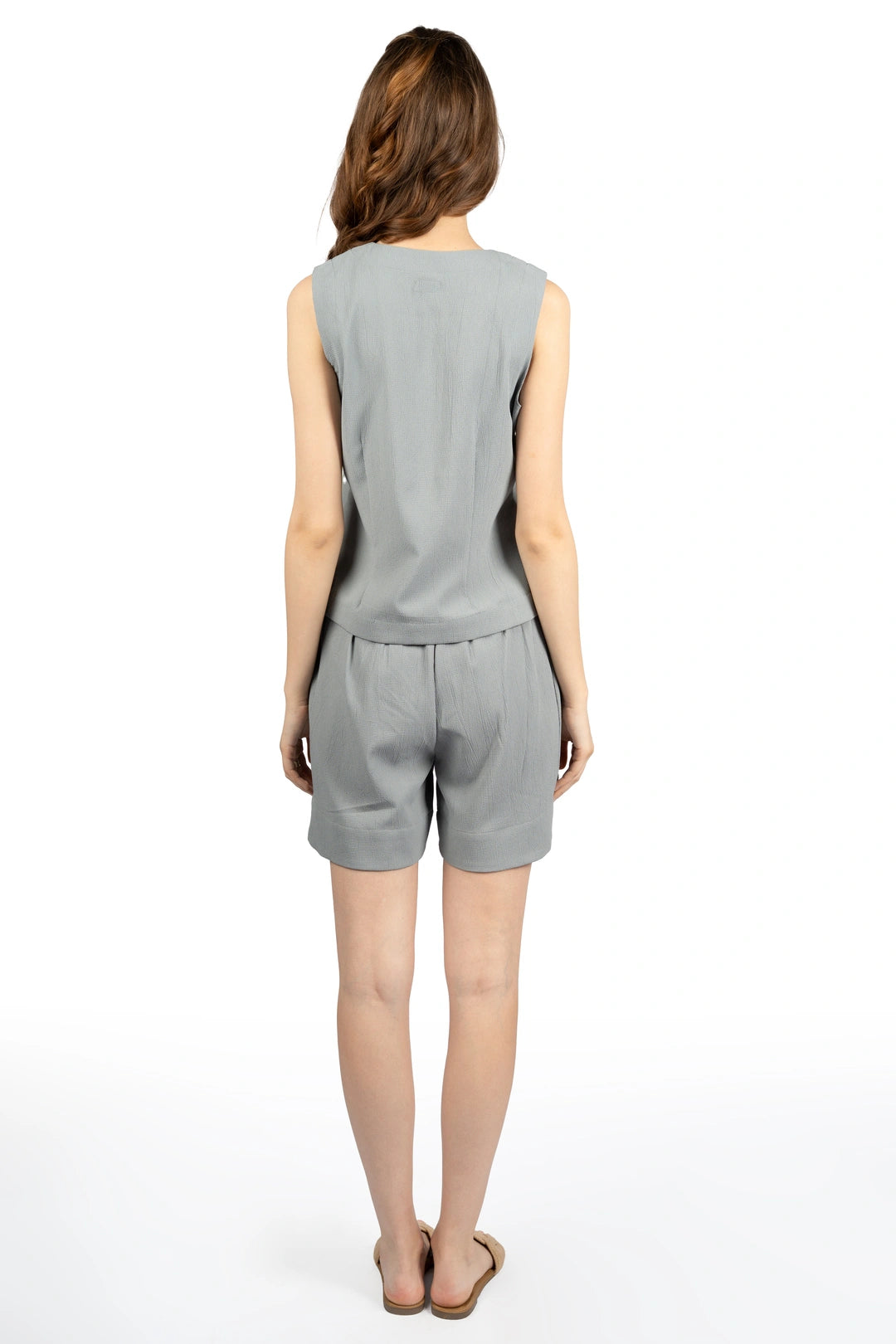 Grey Sculpt Poly Spandex Crop Co-ord Set