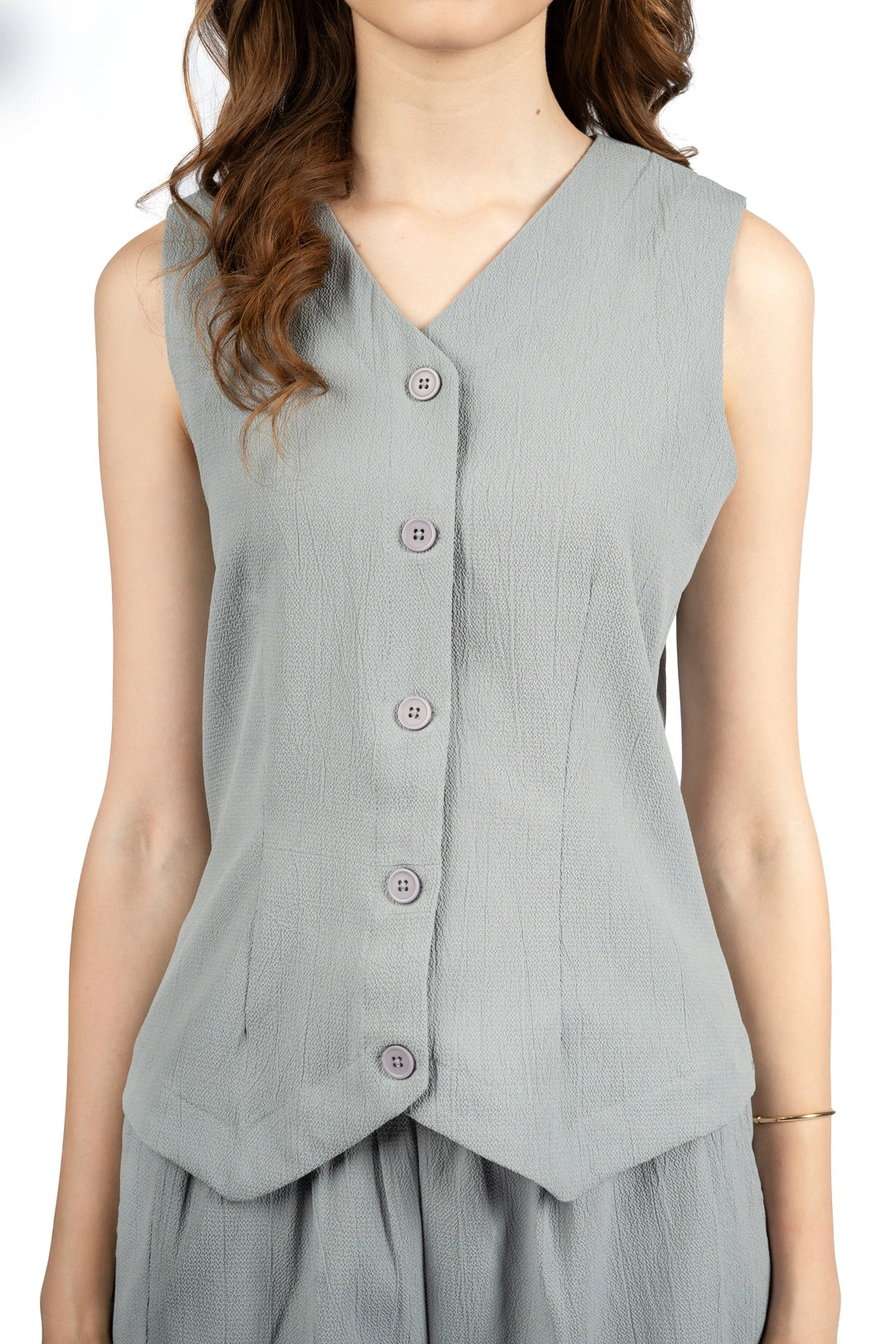 Grey Sculpt Poly Spandex Crop Co-ord Set