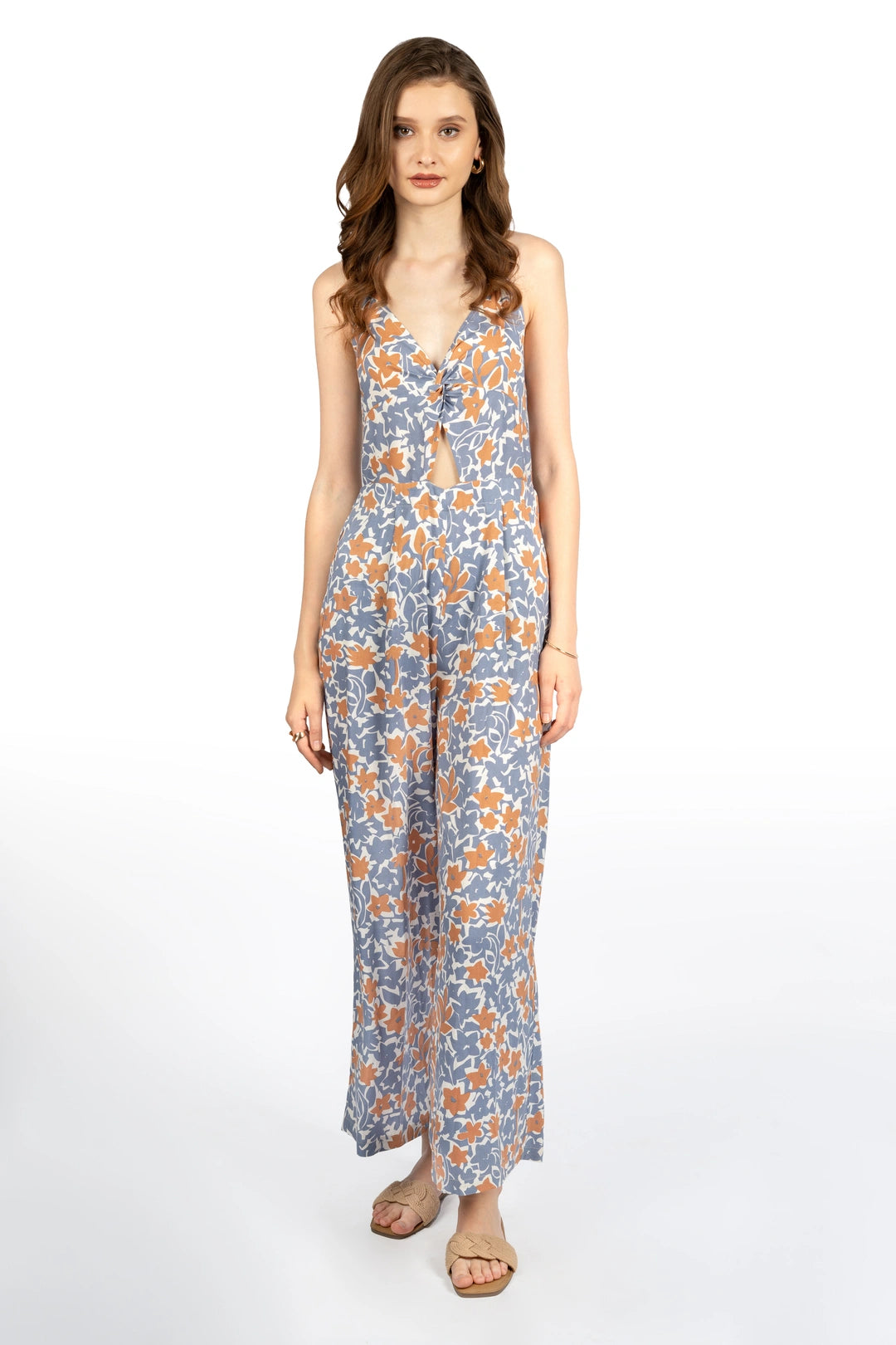 Multicolour Floral Fitted Jumpsuit in Rayon