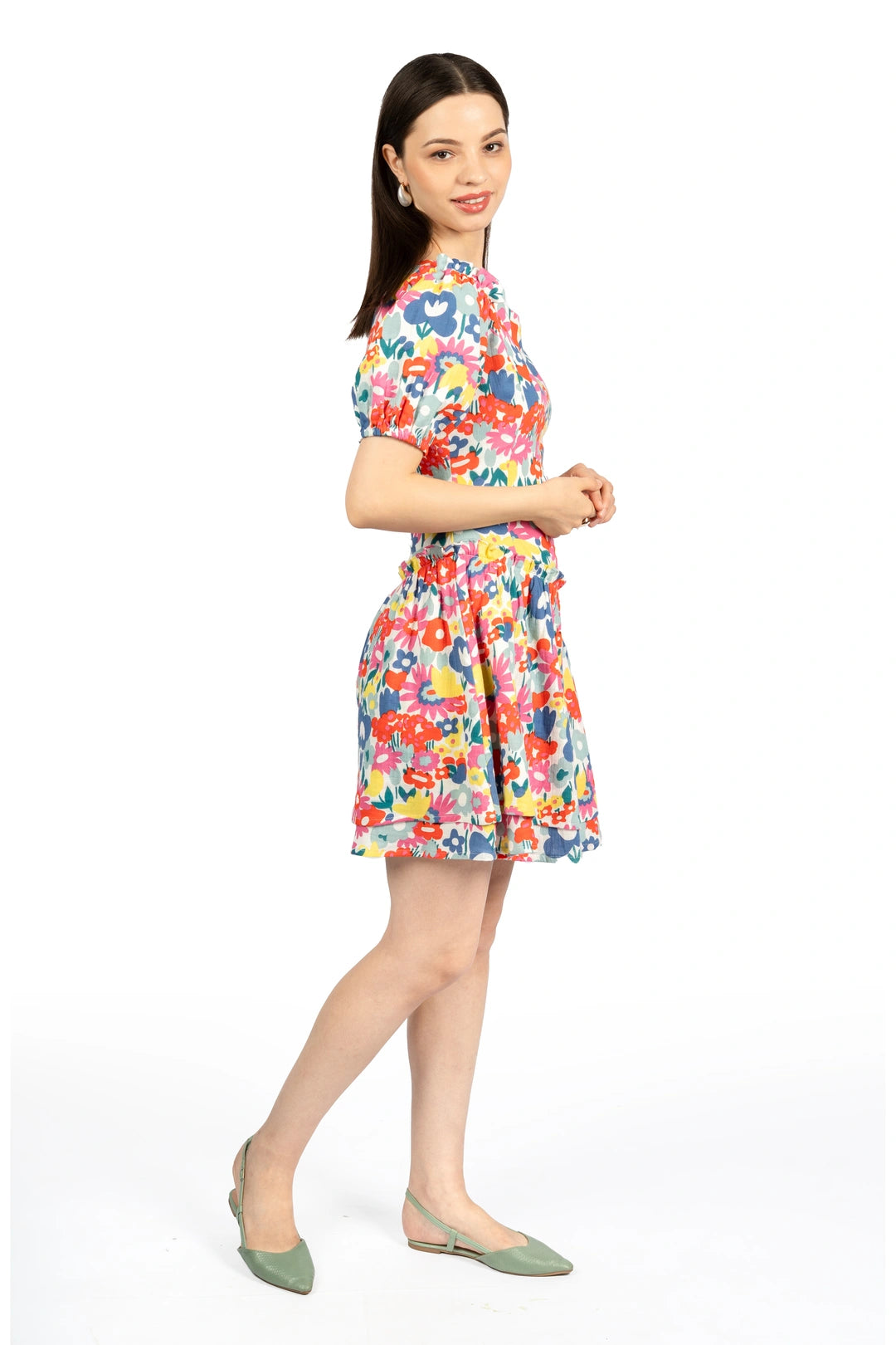 Multicolour Floral Cotton Double Cloth Fit & Flare Dress
