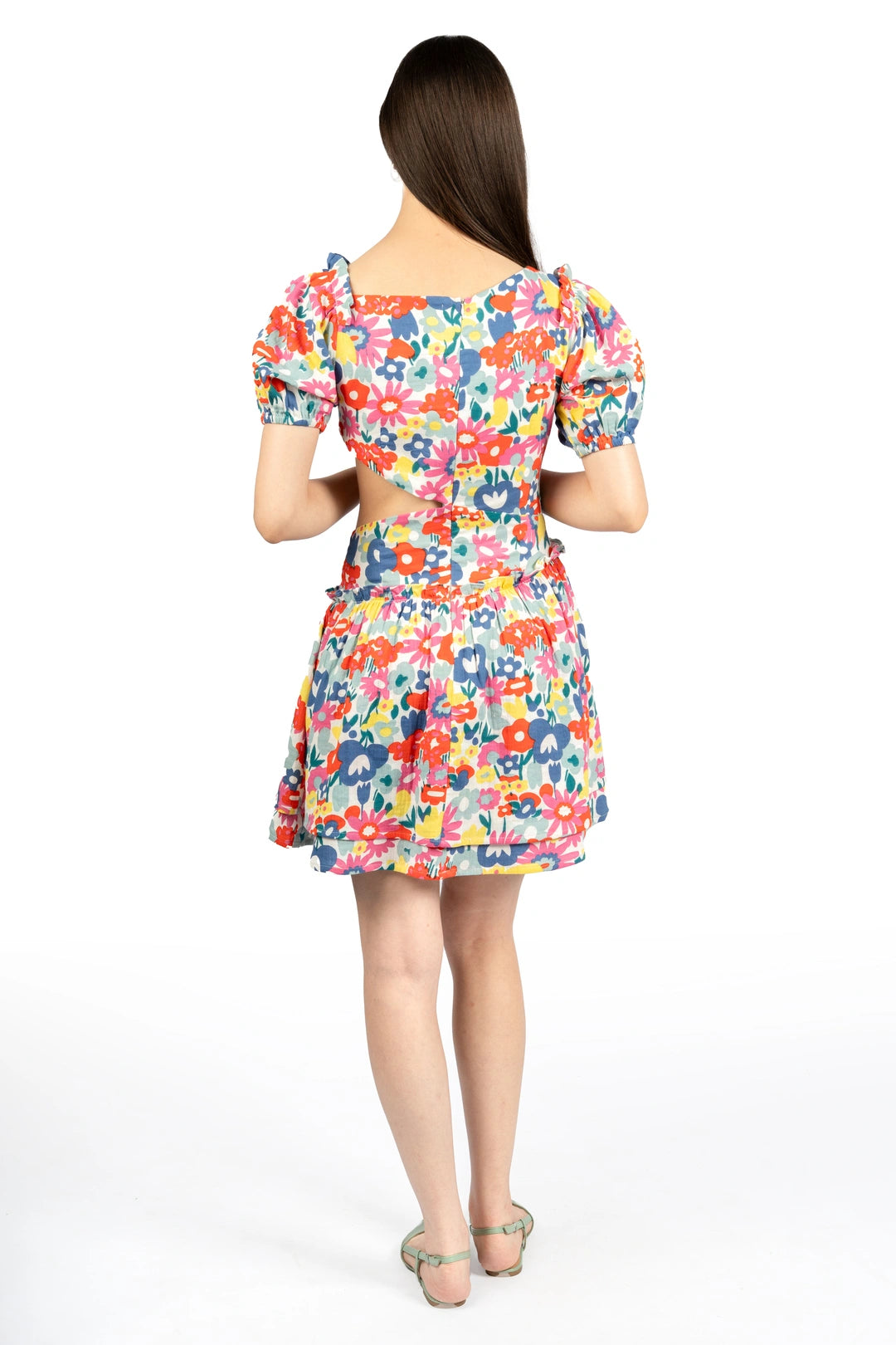 Multicolour Floral Cotton Double Cloth Fit & Flare Dress