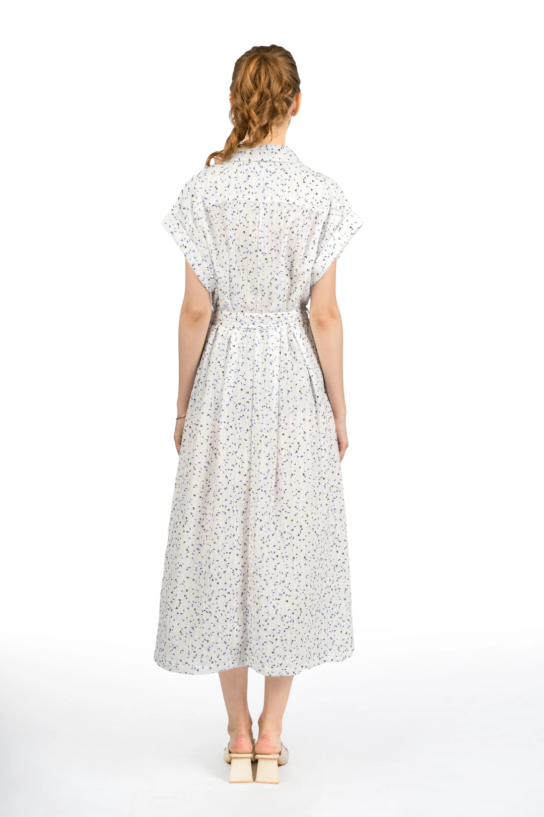 White Printed Kimono Midi Dress