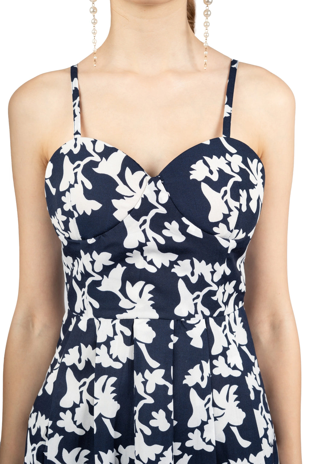Blue & White Floral Midi Dress