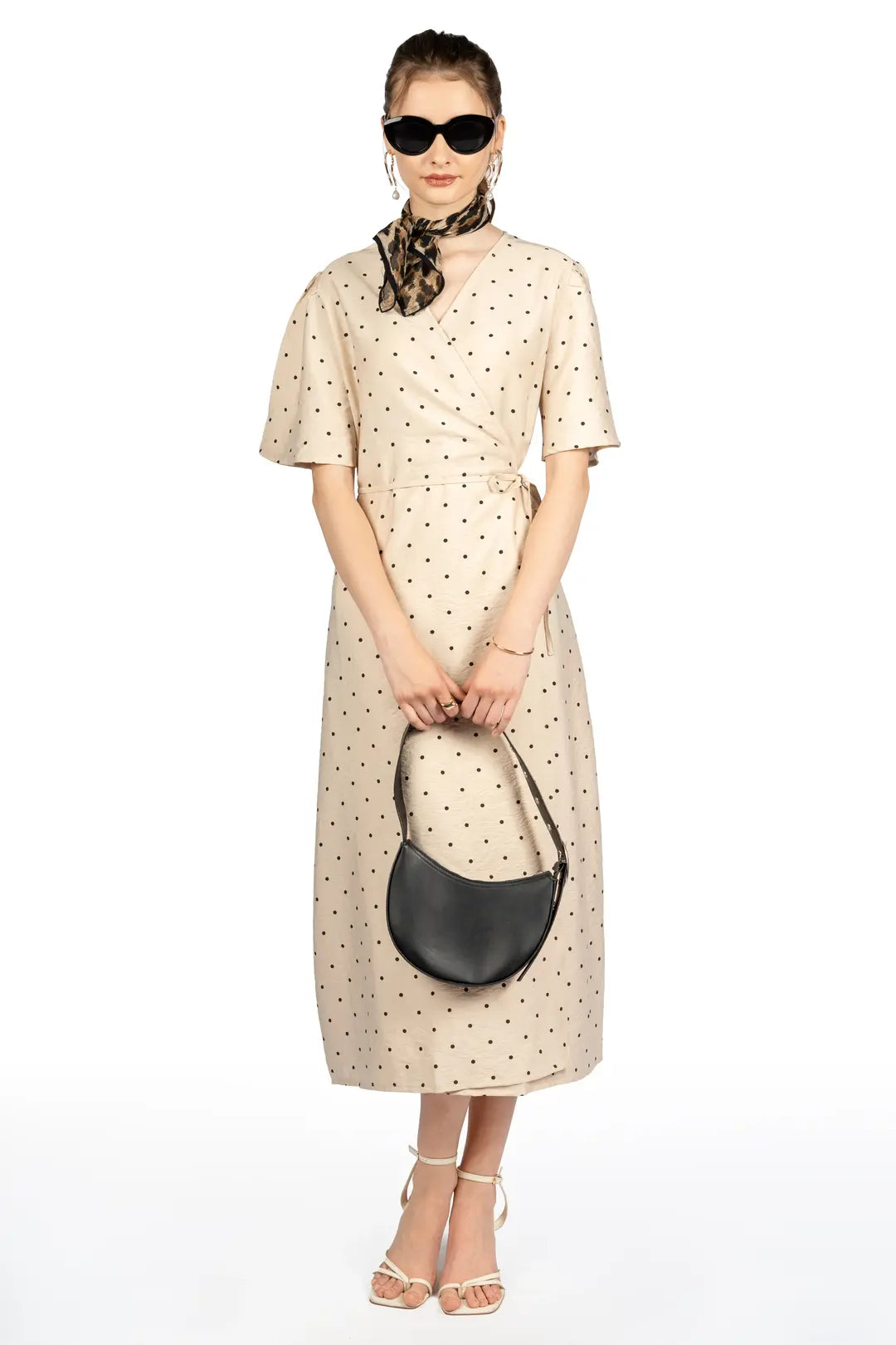 Sandy Dot Fit & Flare Midi Dress