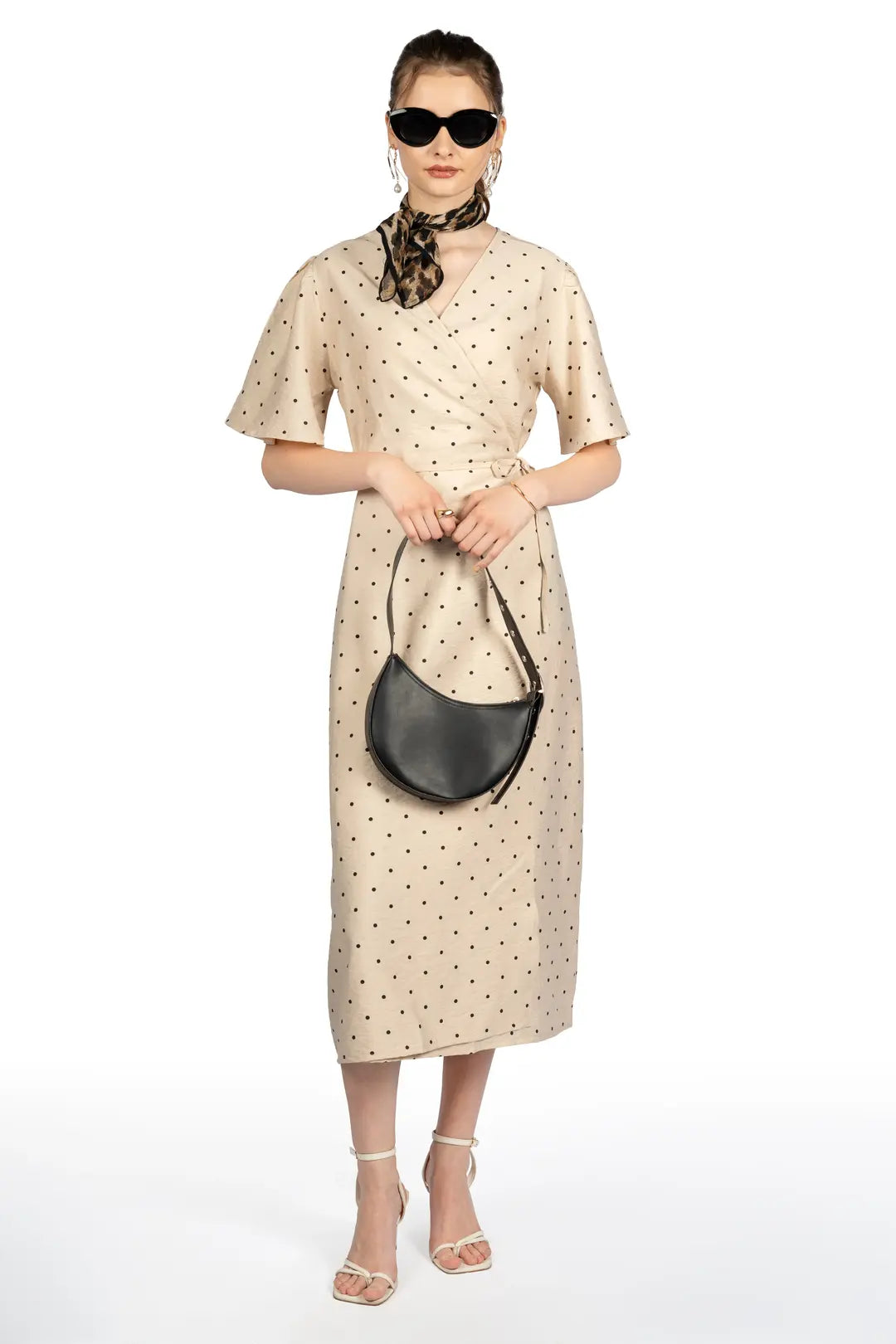Sandy Dot Fit & Flare Midi Dress