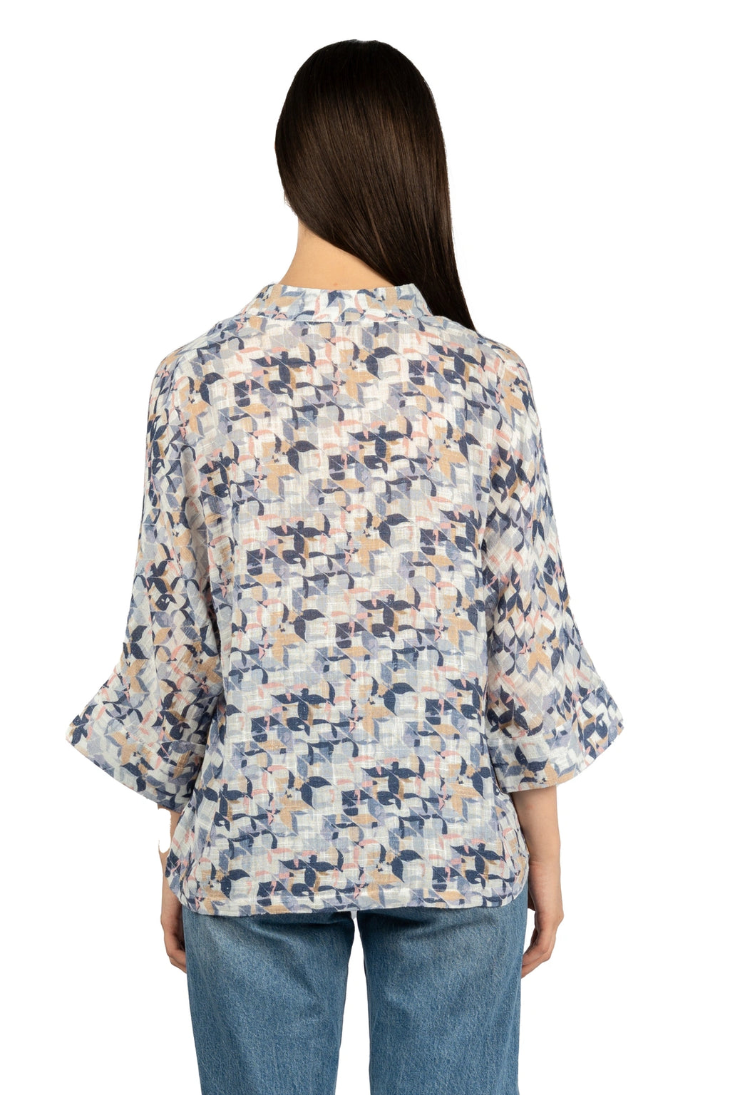 Multicolour Abstract Cotton Gauge Slub Top