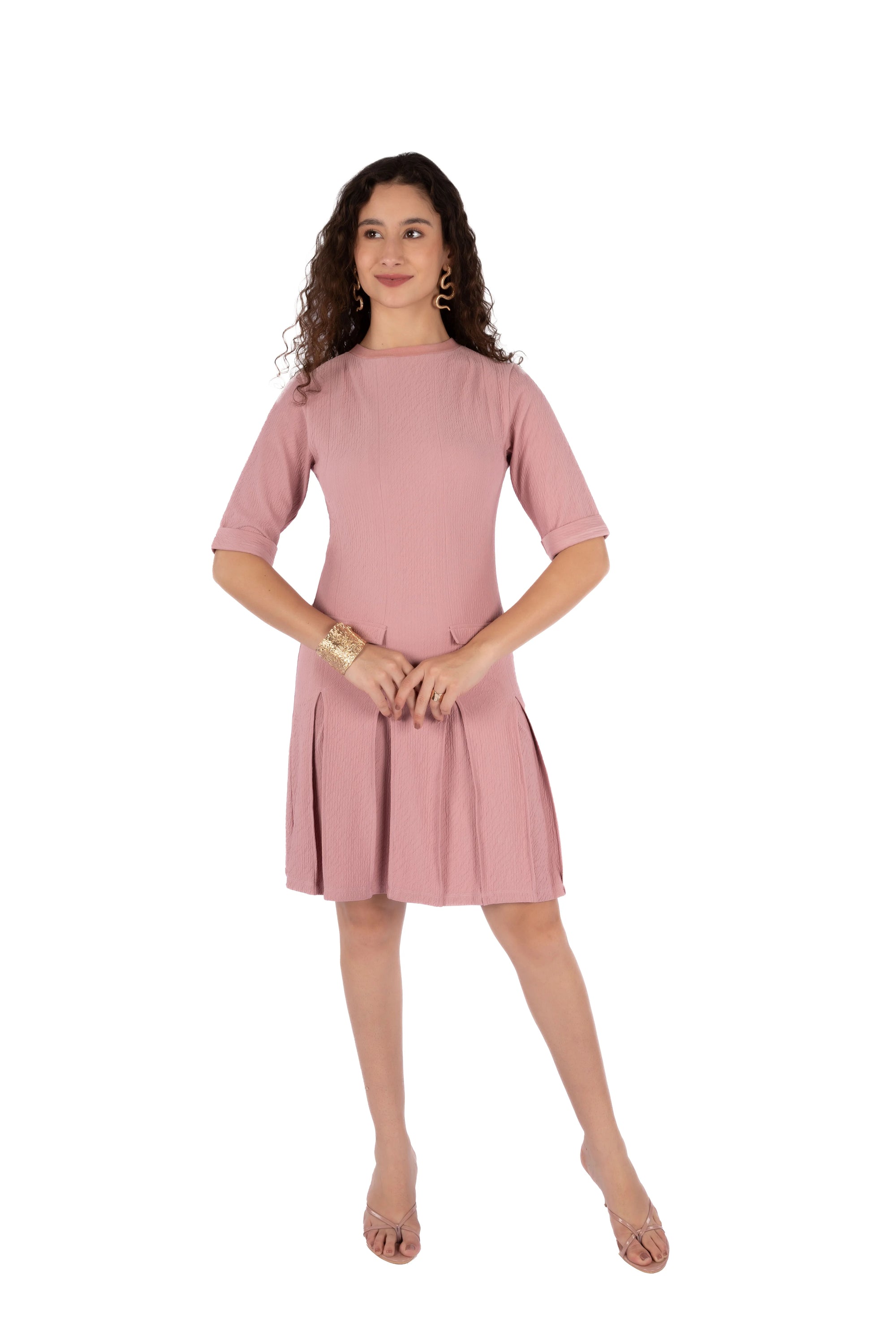 Flare Mini Dress- Pink Cory Edge Flare Mini Dress- Pink Cory Edge