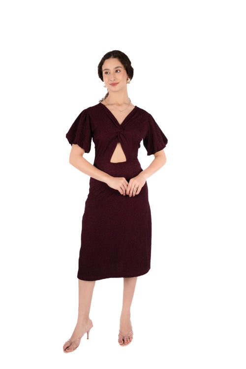 Sorin Prune Scrabble Fit &amp; Flare Midi Dress