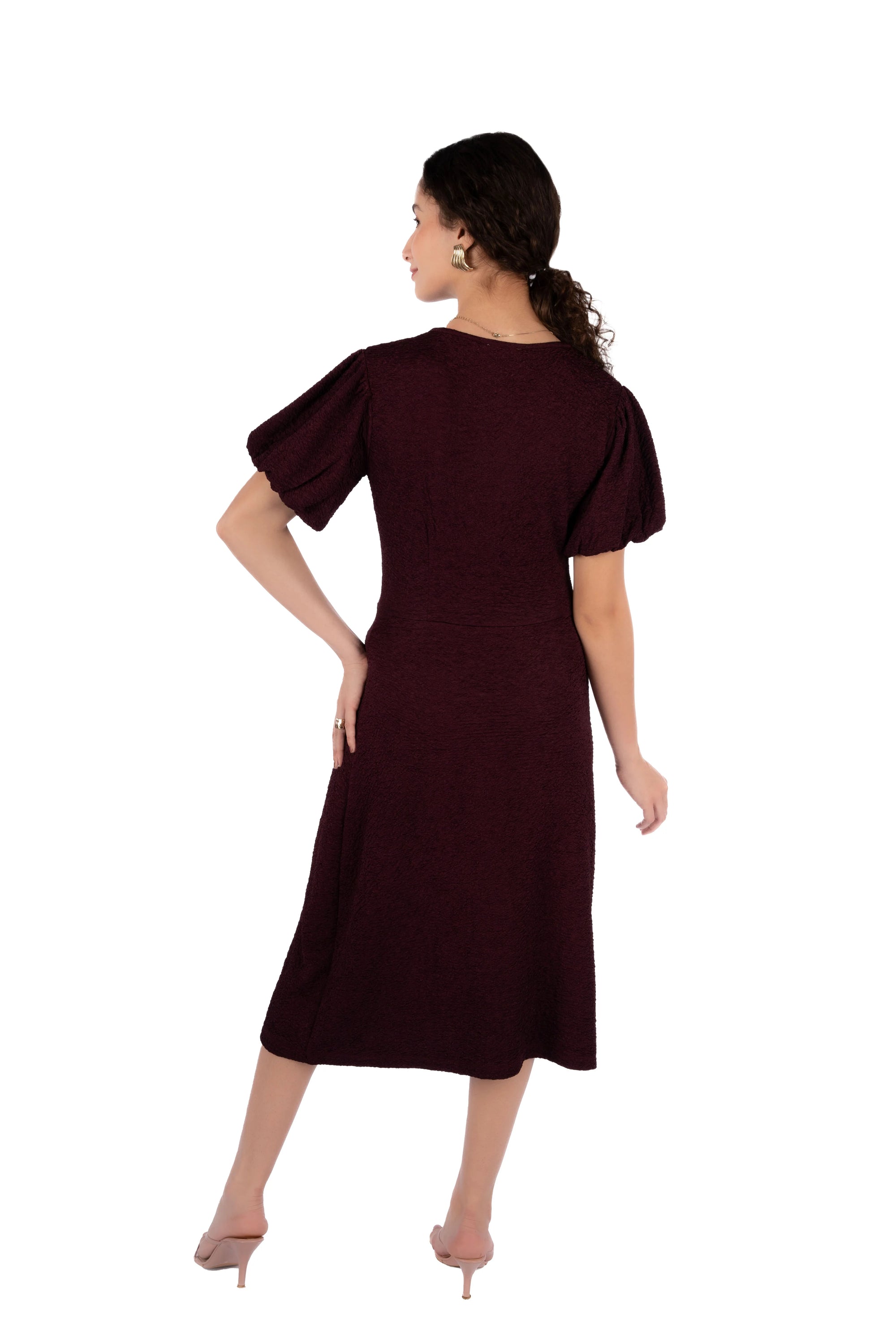 Sorin Prune Scrabble Fit &amp; Flare Midi Dress