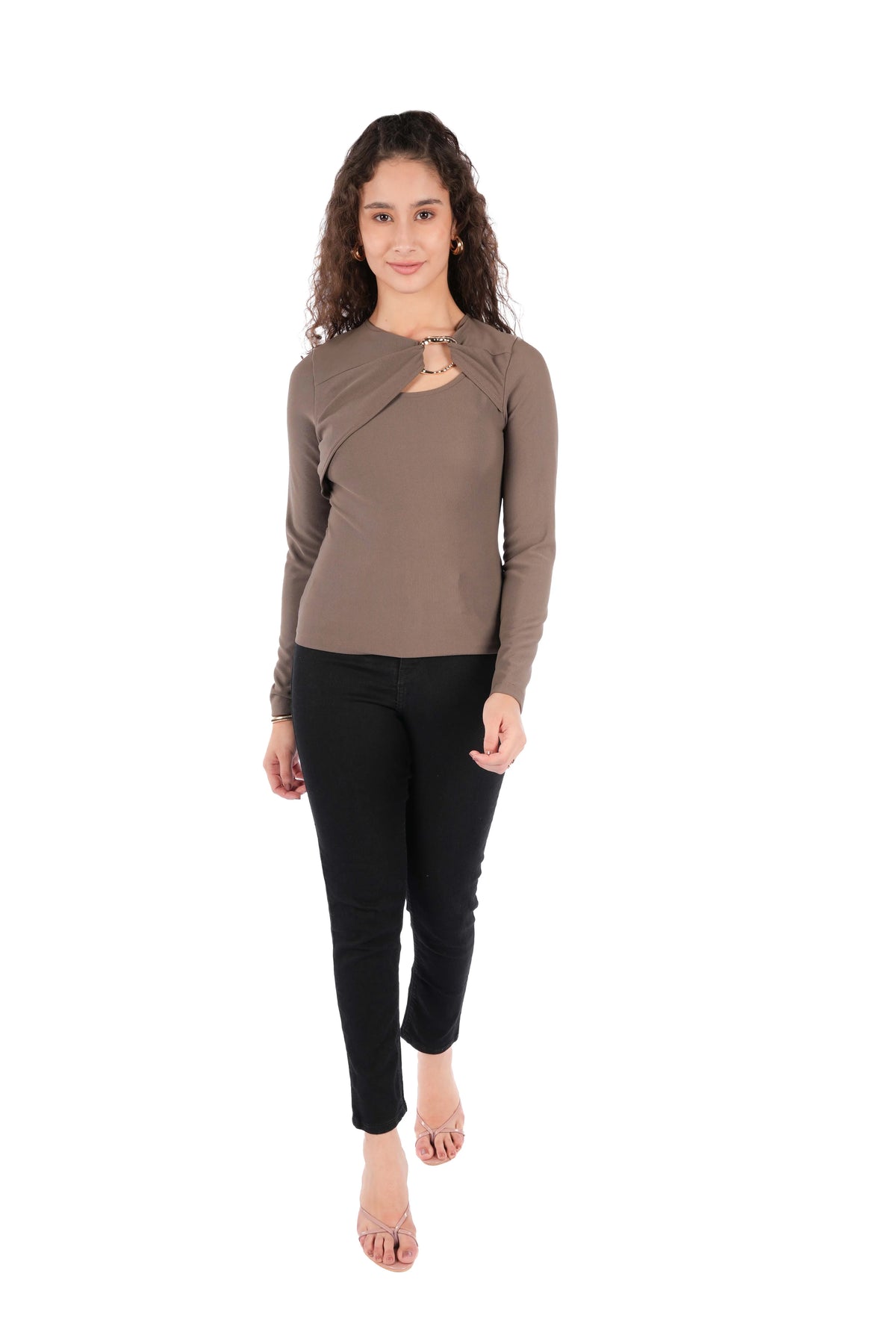 Esha Light Brown Super Code Fitted Top