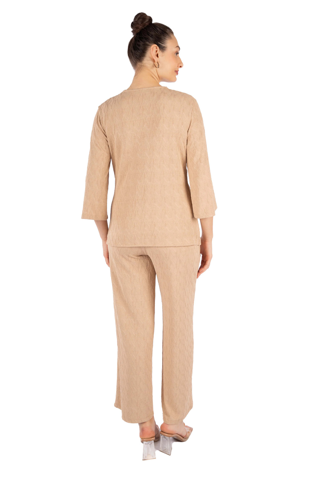 Leen Beige Single Jacquard Co-ord Set