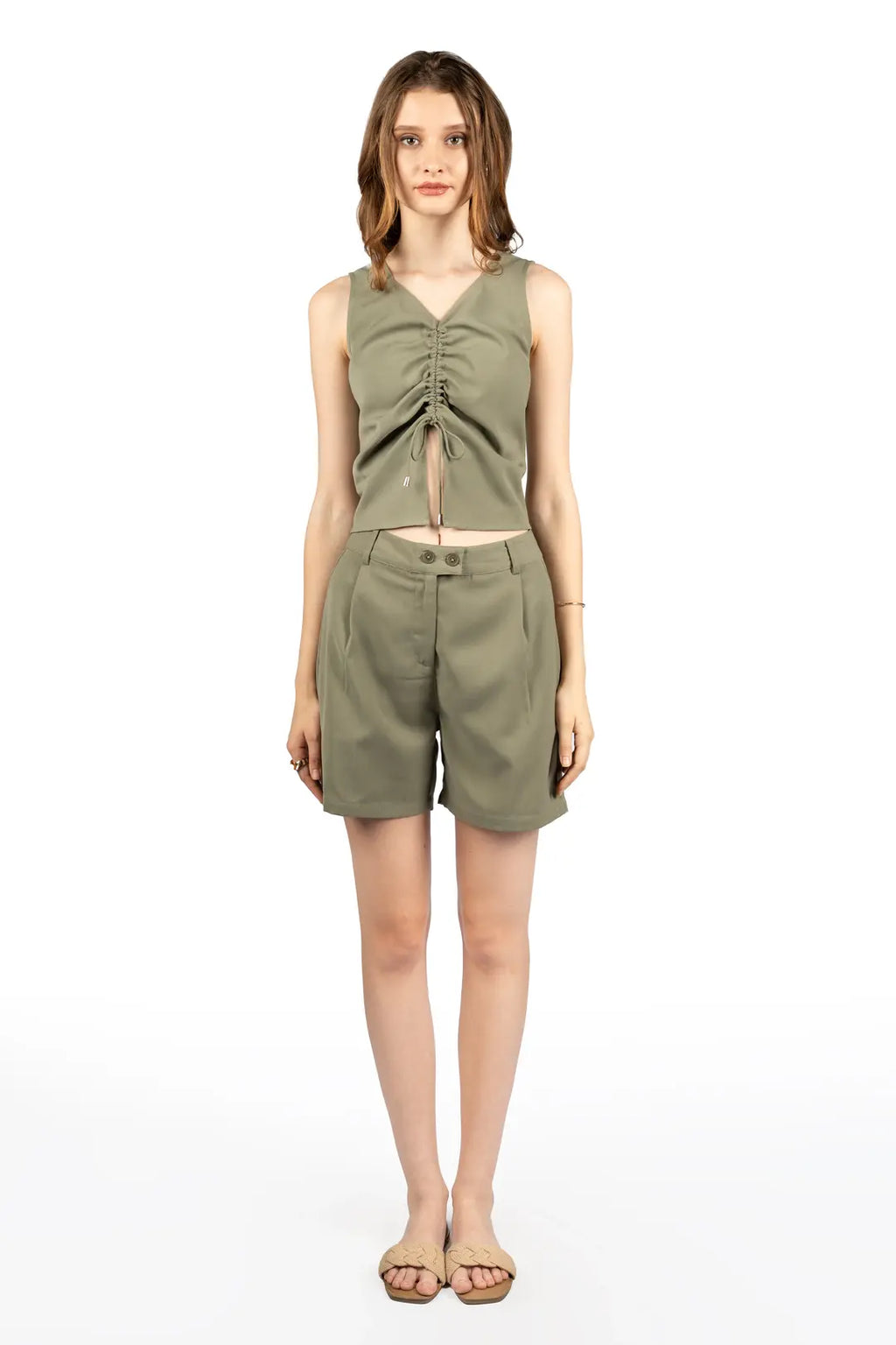 Olive Luxe Poly Moss Co-ord Set