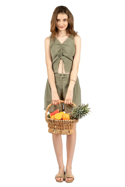 Olive Luxe Poly Moss Co-ord Set