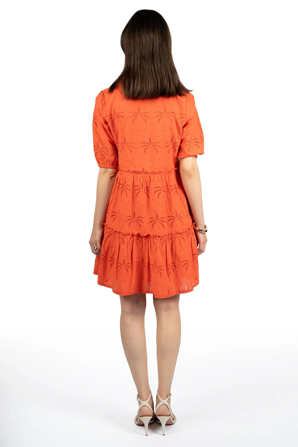 Red Cotton Schiffli Fit & Flare Dress