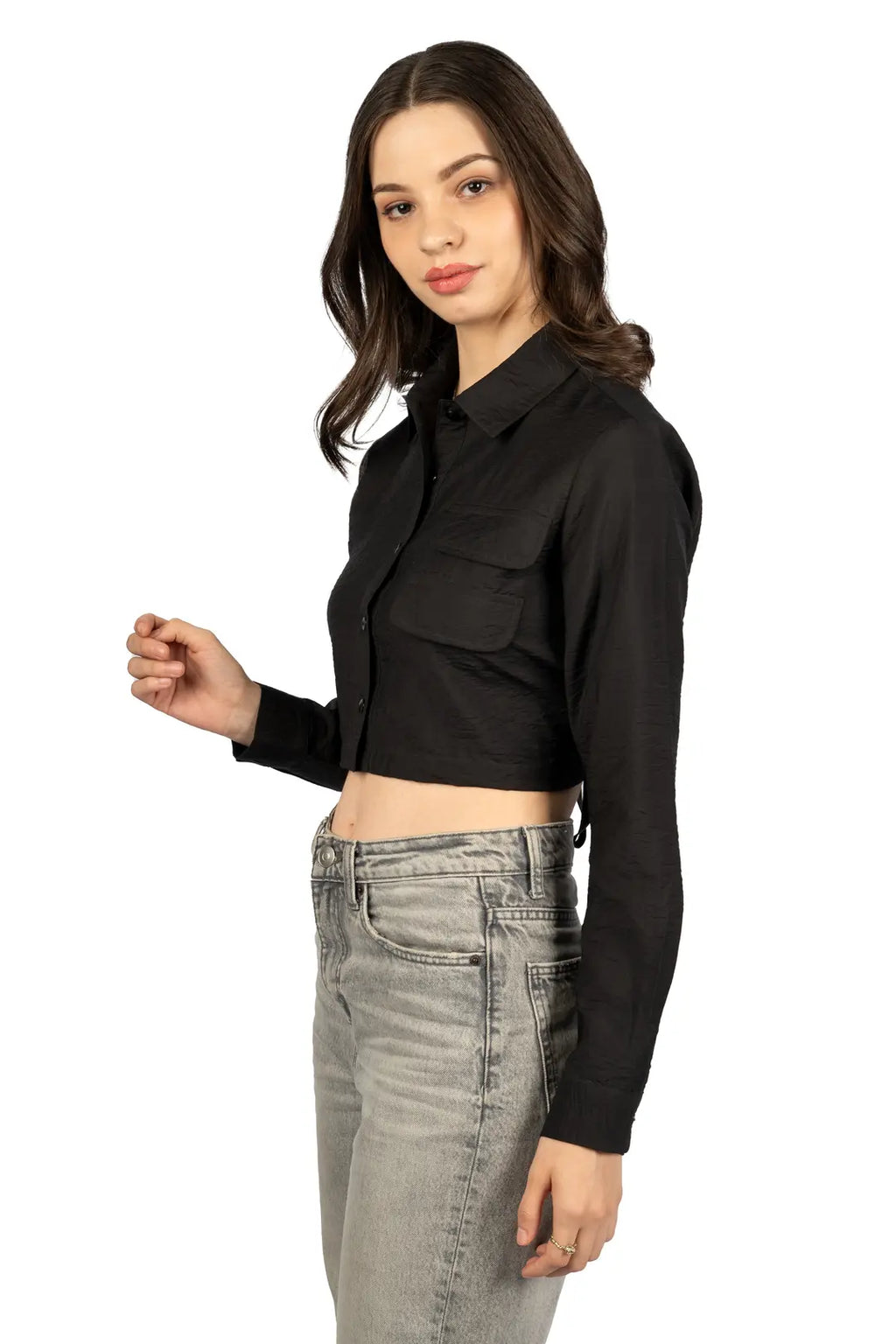 Black Boxy Viscose-Nylon Hammer Shirt