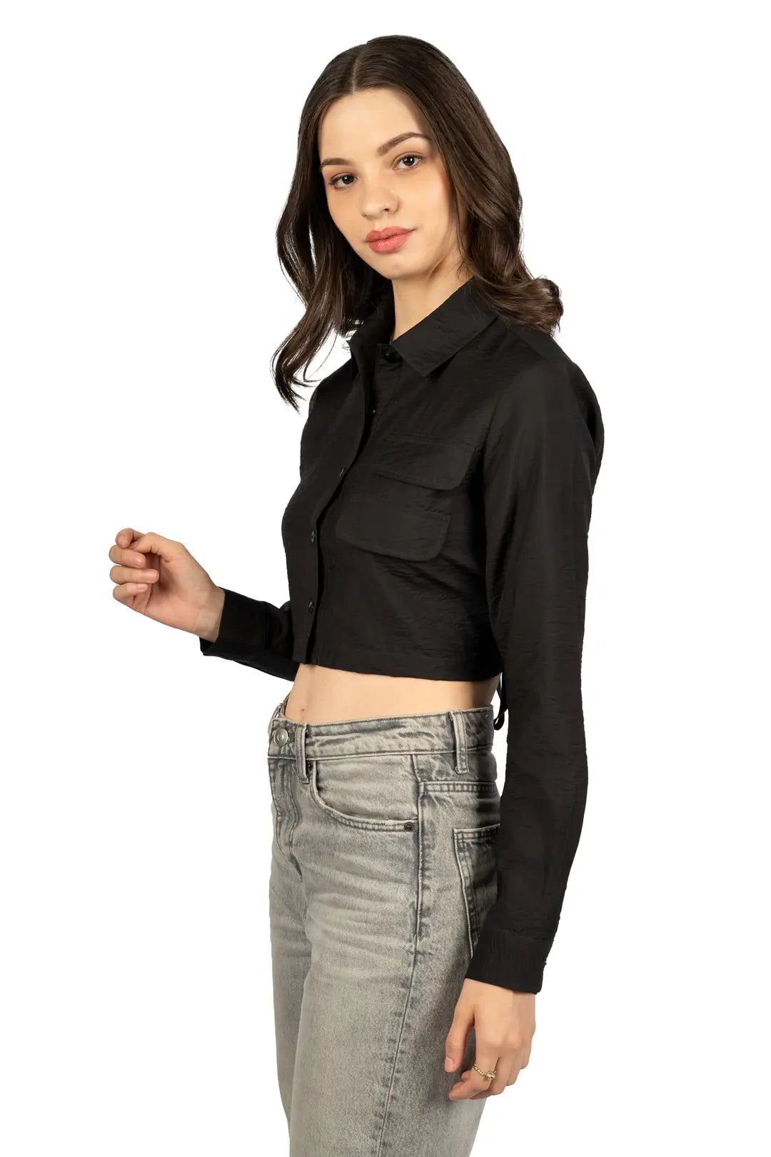 Black Boxy Viscose-Nylon Hammer Shirt