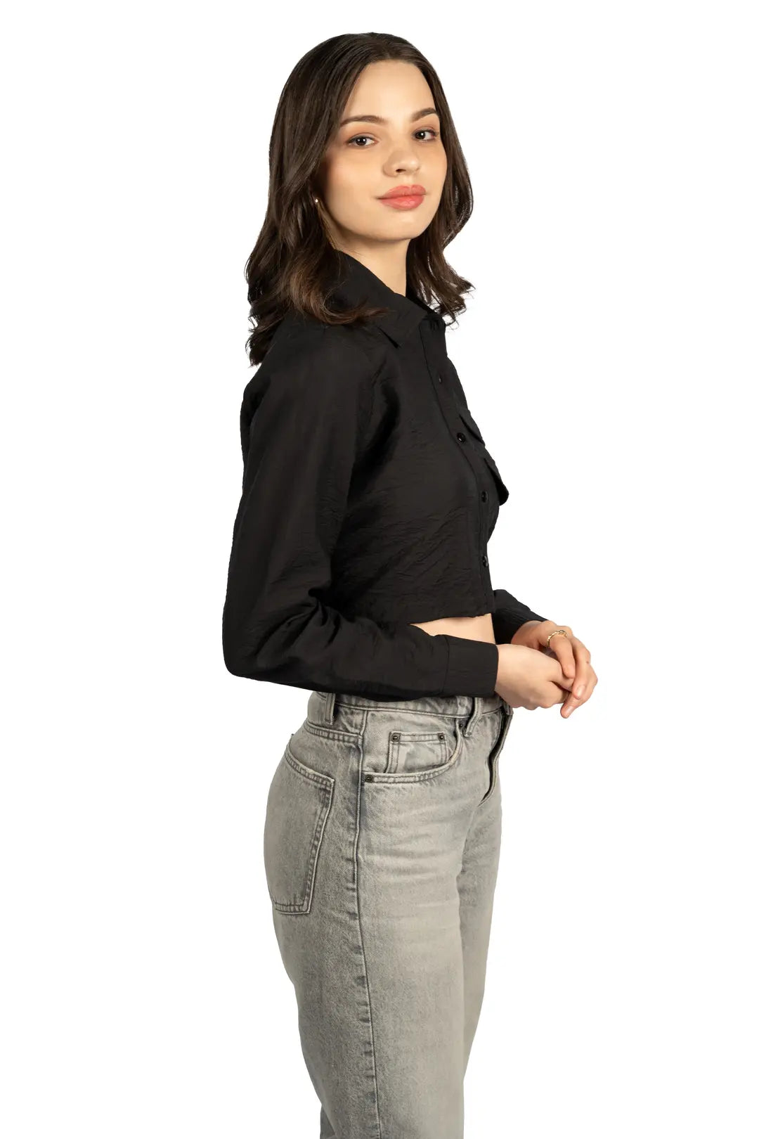 Black Boxy Viscose-Nylon Hammer Shirt